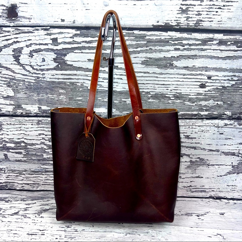 Holy Cow Leather Goods - Full Grain Medium Leather ‘Jenny’ Tote - Brown - Picture 3 of 15